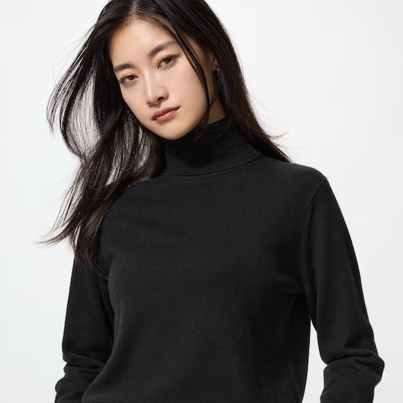 Vintage 100% Cashmere Black Turtleneck Sweater - Picture 1 of 1